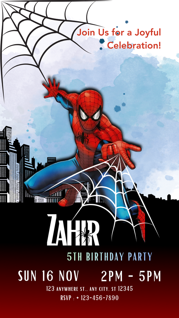 Spiderman Birthday Invitation – Editable Digital Design