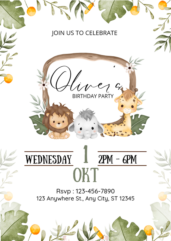 Forest Friends Birthday Invitation Template