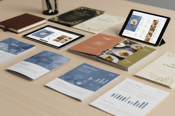 Custom brochures and menus designed for businesses, restaurants, and events. Print-ready and digital formats included.